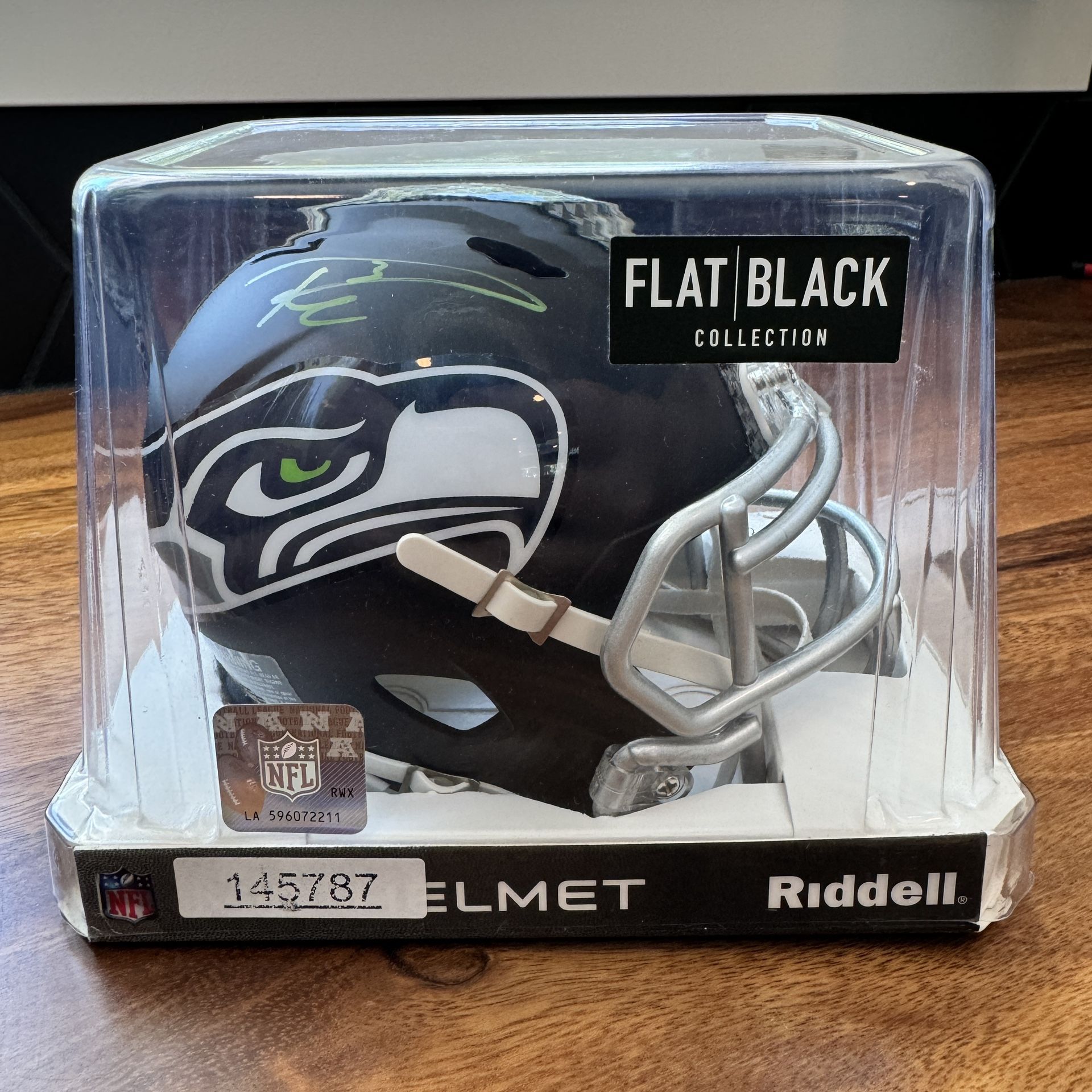 Russell Wilson Signed Autographed Seahawks Mini Helmet Official NFL Russell Flat Black Collection