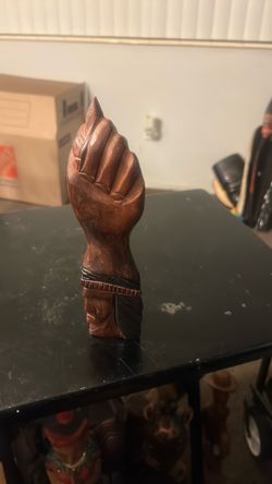 Poshmark Unbranded Art | Rare 7" Wooden Figa Fist Sculpture With Indian Head On the bottom