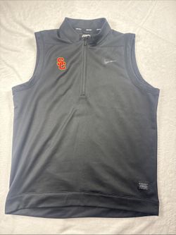 Nike Golf Victory USC Trojans Black Vest Mens Large PAC 12 Logo EUC Nice Soft