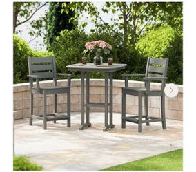 POLYWOOD Grant Park 3-Piece Counter Set in Slate Grey
