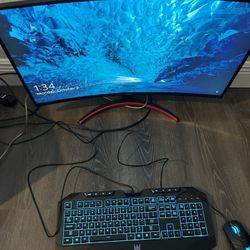 Predator Game Desktop And 32 Inch Monitor