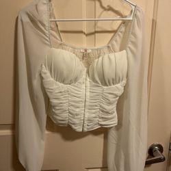 White Corset Top w/ long sleeves