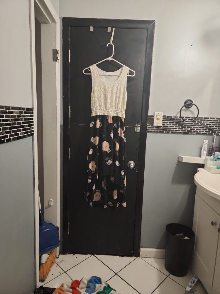 White Lace Dress With High Low Floral
