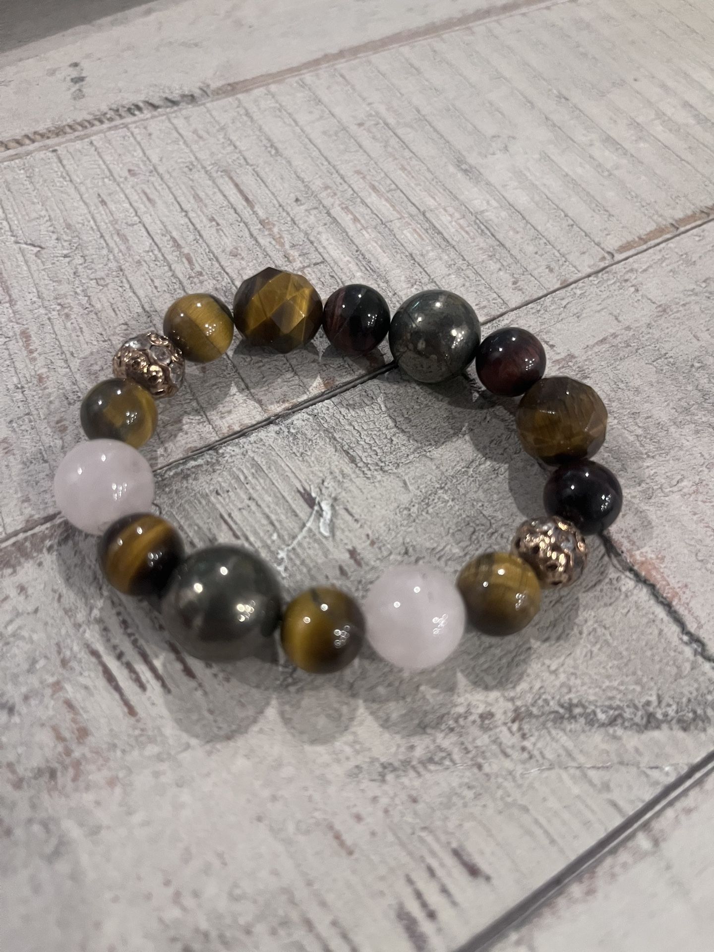 Tiger’s Eye & Rose Quartz Beaded Bracelet