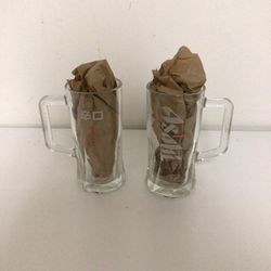2 asahi glass beer mugs
