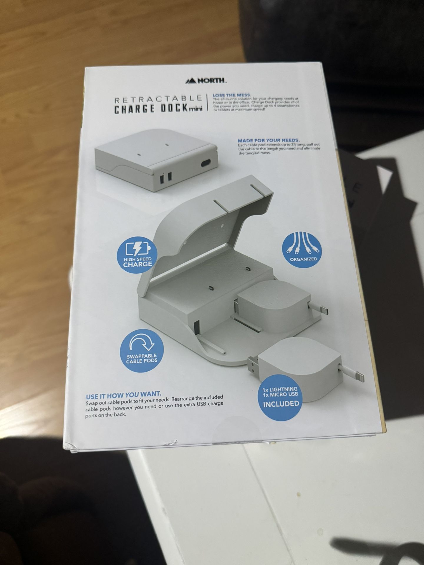 North Retractable Charge Dock Mini Charge Station With Retractable Cables