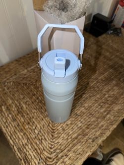 Light Blue Insulated Water Bottle with Carry Handle