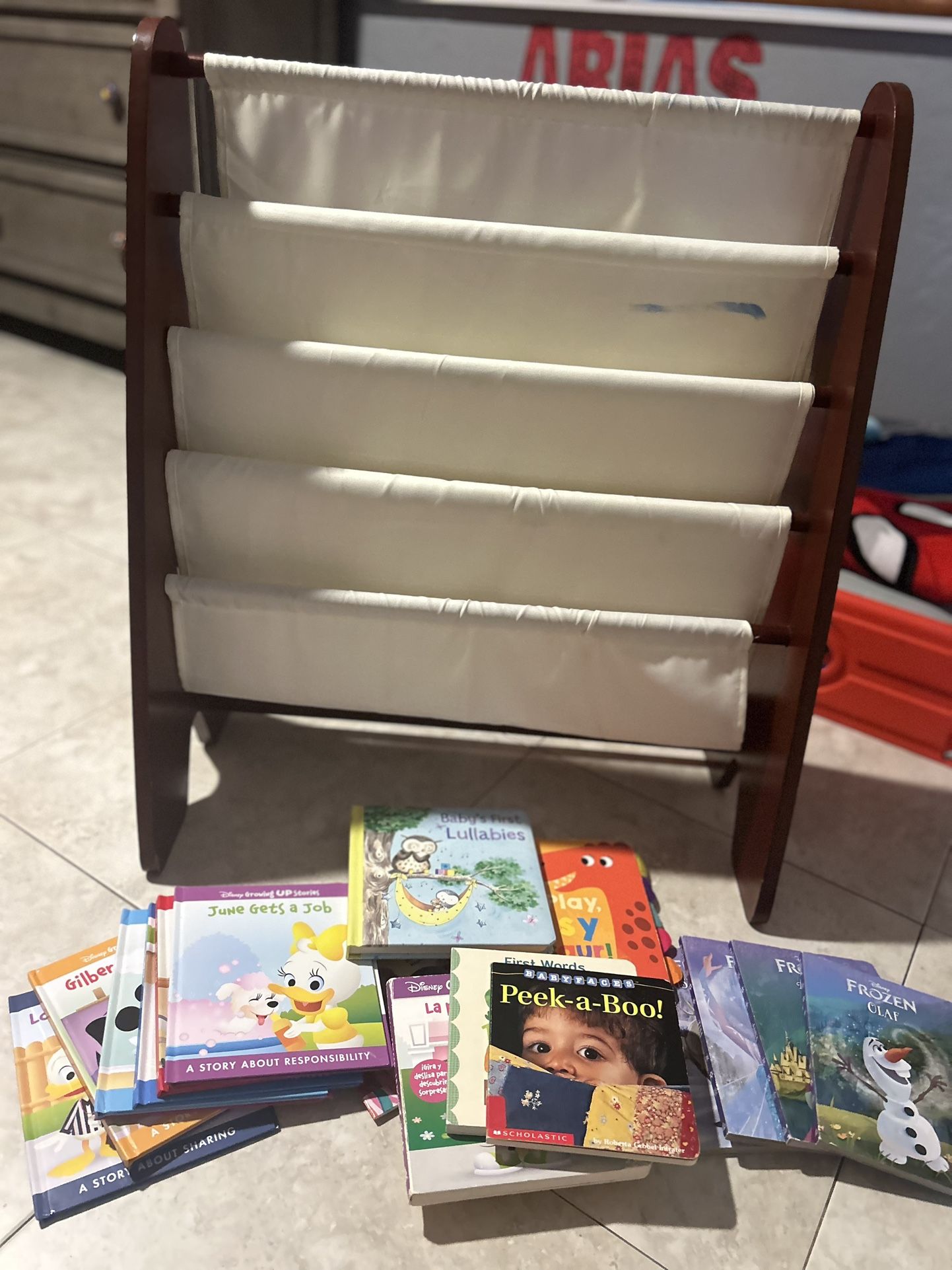 Wood Book Stand And Books
