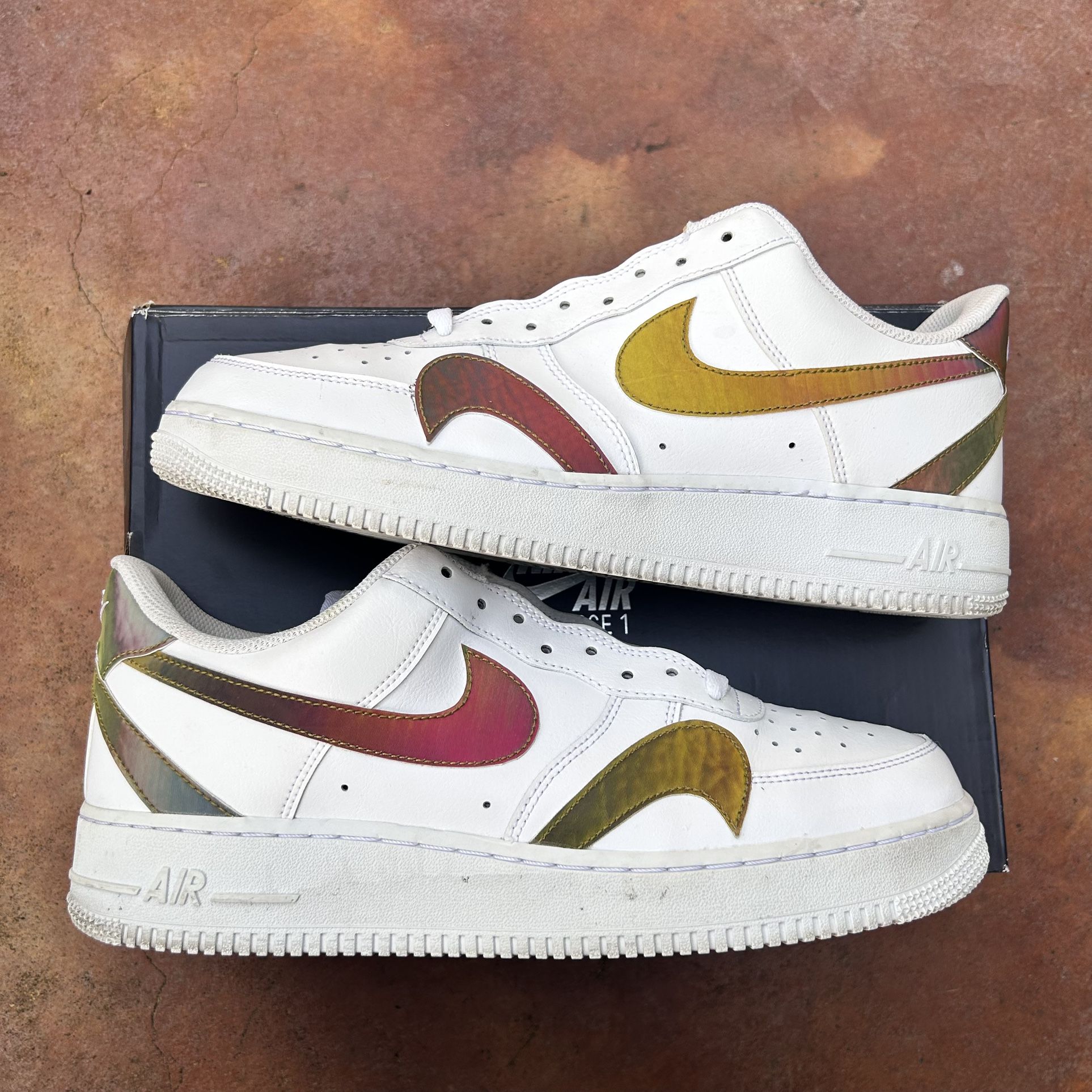 Size 11 Men's Nike Air Force Low Misplaced Swoosh White Worn