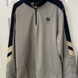 Men’s Colosseum Gray/Navy Notre Dame Fleece Quarter-Zip Jacket