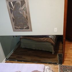 Large Lightly Smoked Glass Mirror With Beveled Edges 