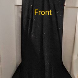 Mermaid V-Neck Backless Floor- Length Black Prom Dress size 12