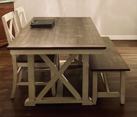 Kirklands Dining Table Set with Two Benches & Two Chairs
