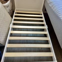 White Wood Toddler Bed & Mattress 