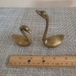 Brass vintage swan figurines