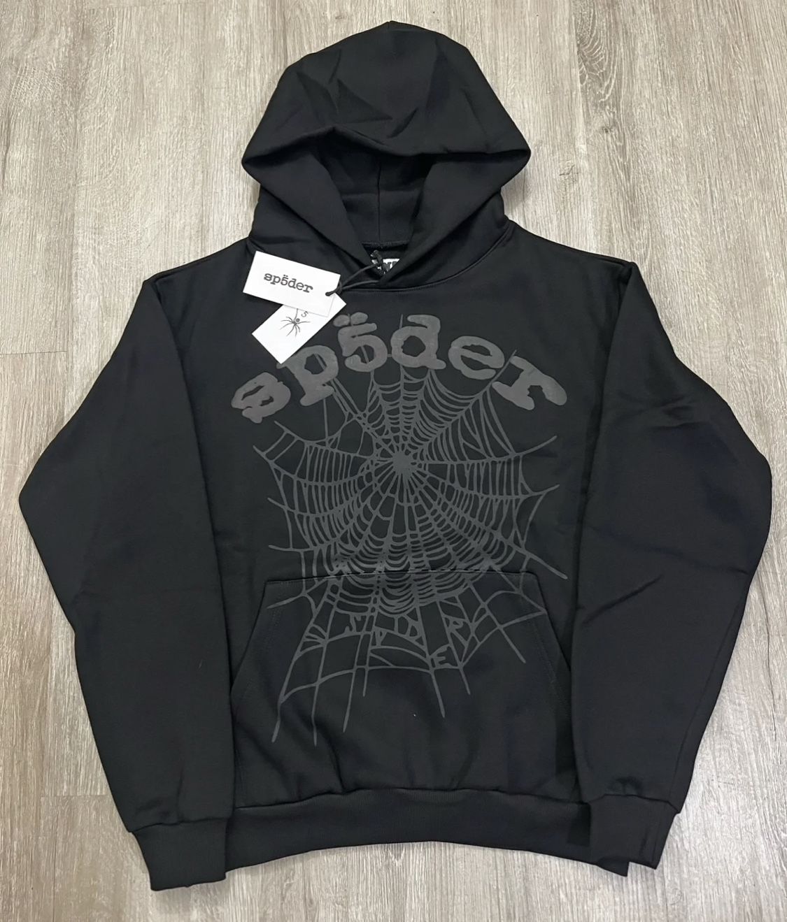 Sp5der Men's OG Web Studded Zip Hoodie Black