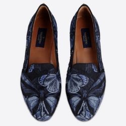 Valentino Rockstud Camu butterfly embroidered smoking slippers loafers flats 37.5