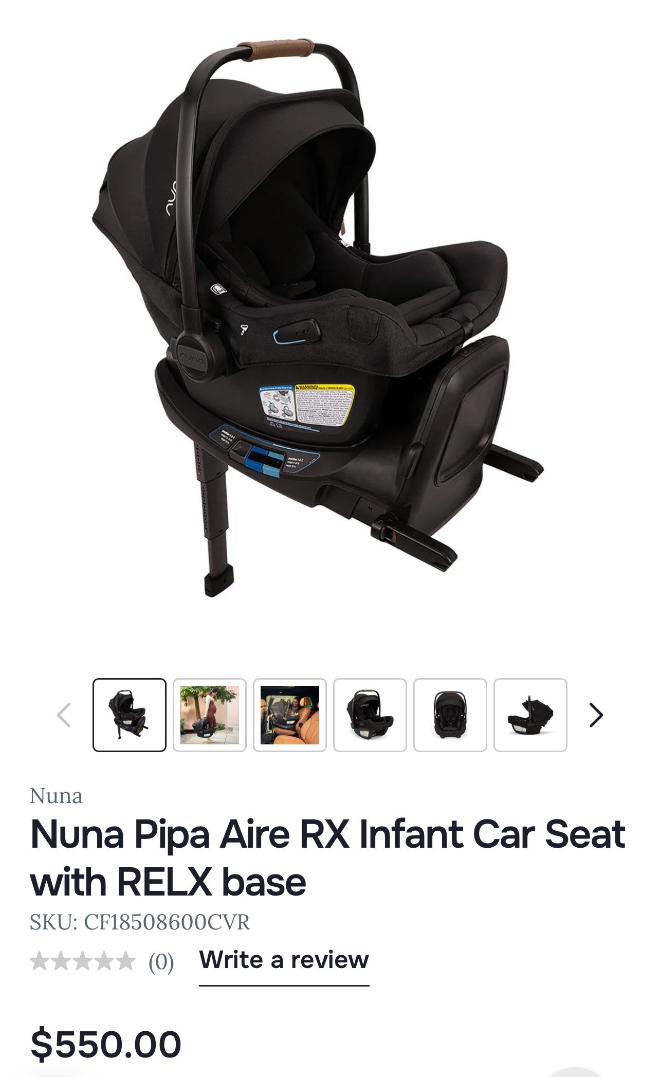 Nuna Pipa Aire RX Infant Car Seat with RELX base