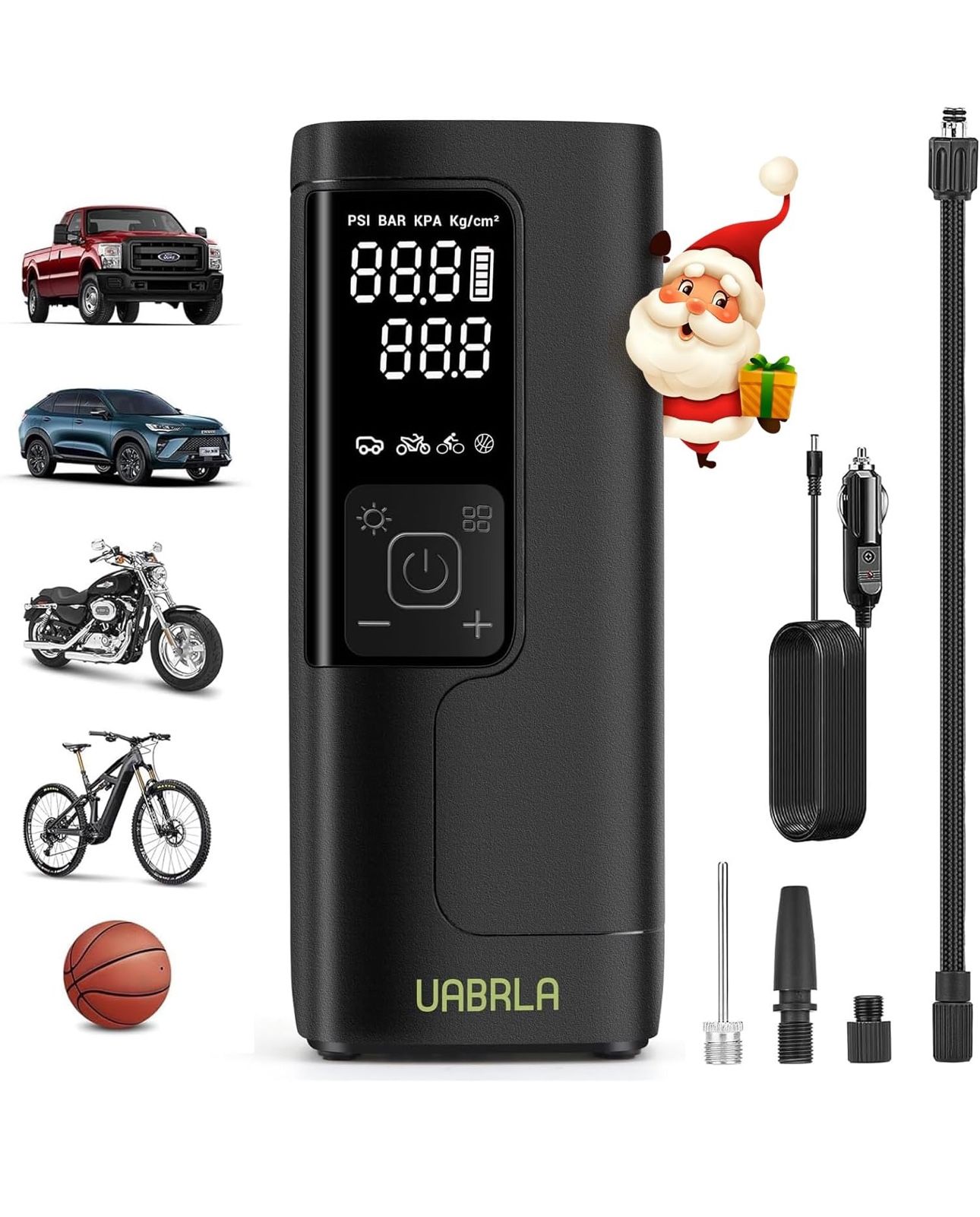 Tire Inflator Portable Air Compressor 25000mAh & 12V DC Air Pump for Car, 3X Faster Cordless Tire Pump for Car, Bicycle, Motorcycle, Ball, with Tire P