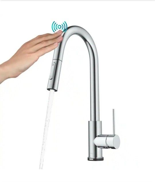 Kraus Oletto Single Handle Touch Pull Down Sprayer Kitchen Faucet in Polished Chrome