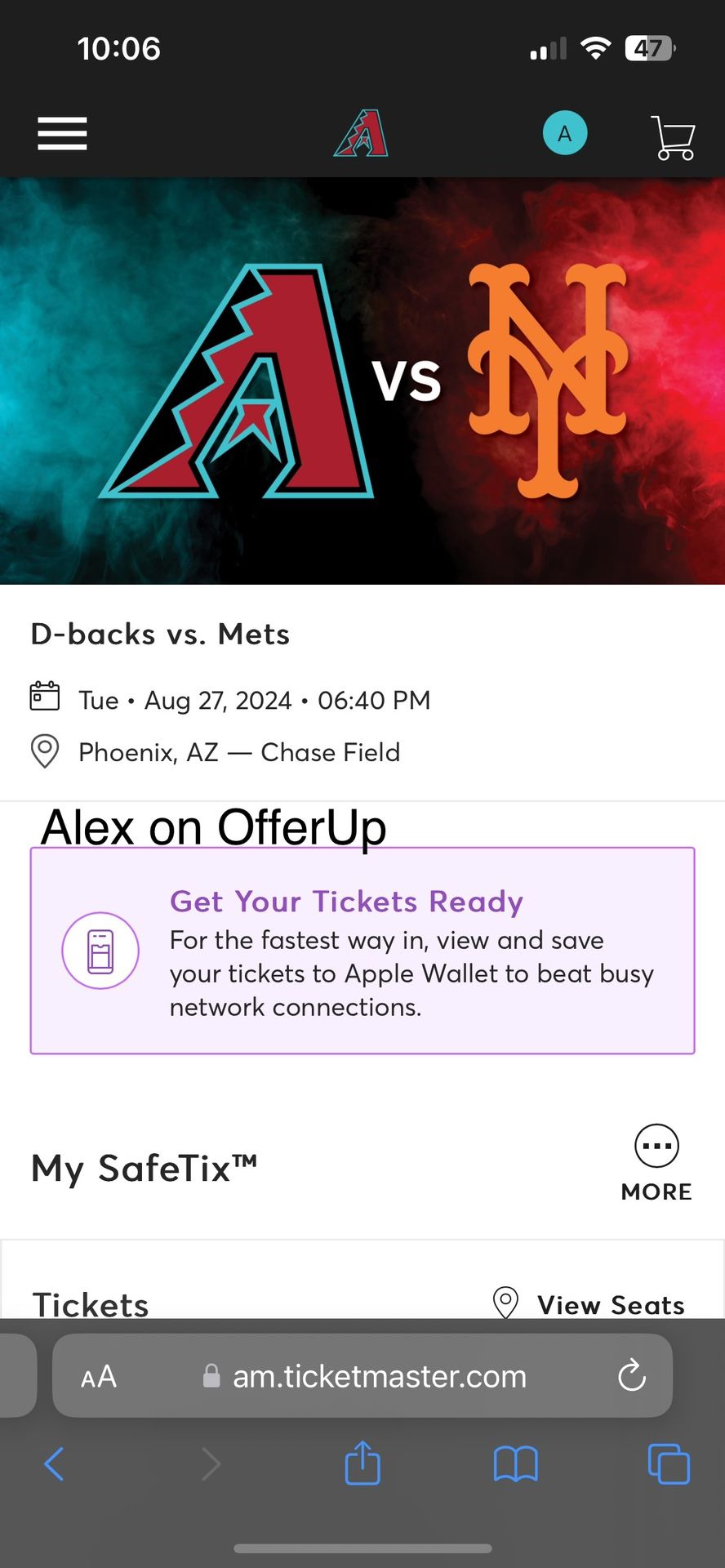 Diamondbacks vs Mets 08/27