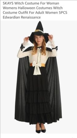 SKAYS Witch Costume For Woman Womens Halloween Costumes Witch Costume Outfit For Adult Women 5PCS Edwardian Renaissance