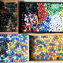 1,110 Vintage Glass Marbles Cat's Eyes Shooters Clearies Solid 