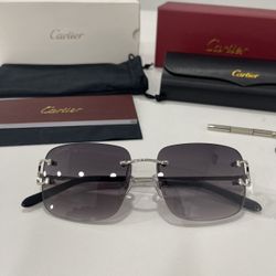 Cartier Glasses, Black Lense, Silver Frame