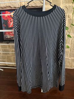 Original Use Men's Vertical Striped Long Sleeve T-Shirt - Black/White