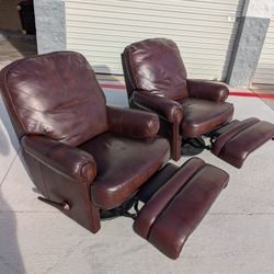 (2) Leather Rocker Recliners