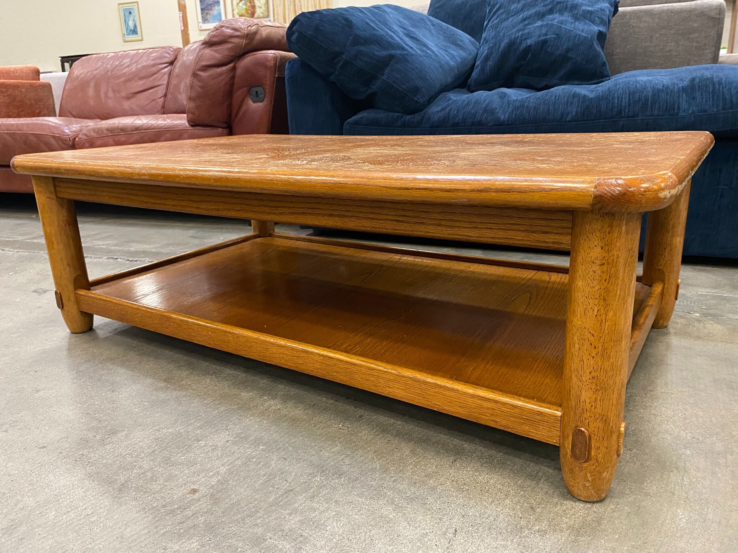 Wooden 2 Tiered Coffee Table with Marquetry Top