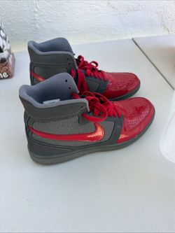 Nike High Top Sneakers Red Charcoal Grey Athletic Shoes Mens Basketball size 11.5