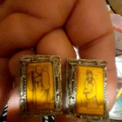 Oriental Screw On Earrings - Antique