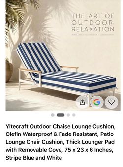 Yitecraft Outdoor Chaise Lounge Cushion