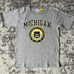 Champion T1011 Heavyweight Gray Grey T-Shirt Michigan Made in USA Small