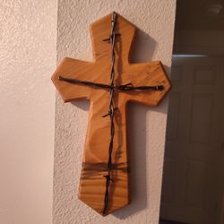 Barbed wire wooden Cross