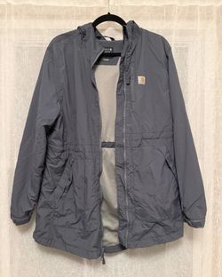 CARHARTT WOMEN'S RELAXED FIT HOODED NYLON JACKET BLUE GRAY SIZE L