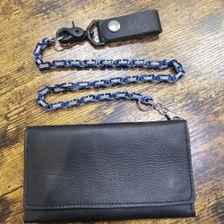 Leather Wallet With Stainless Steel Chain $70 FIRM