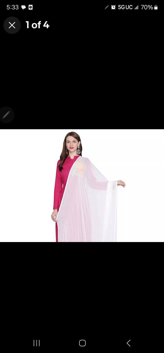 White Solid Plain Chiffon Bollywood Indian Pakistani Dupatta Ethnic scarf Wrap 