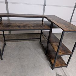 Durable L-Shape Computer Desk w/ Storage - Like New