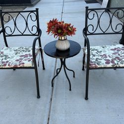 2 Patio Chairs And Side Table 