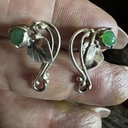 Classic Sterling Silver And Jade Earrings