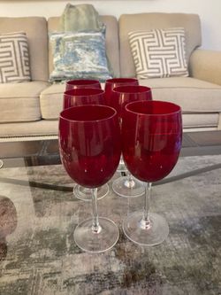 RUBY RED COLORED WINE GLASS SET 14pcs