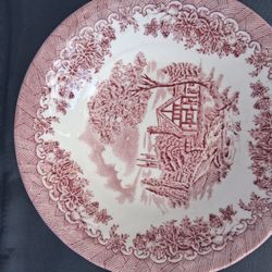 Red Transferware Plate