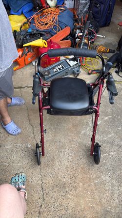 Red Rollator Walker with Seat