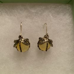 Dragonfly Earrings with Champagne Moonstone