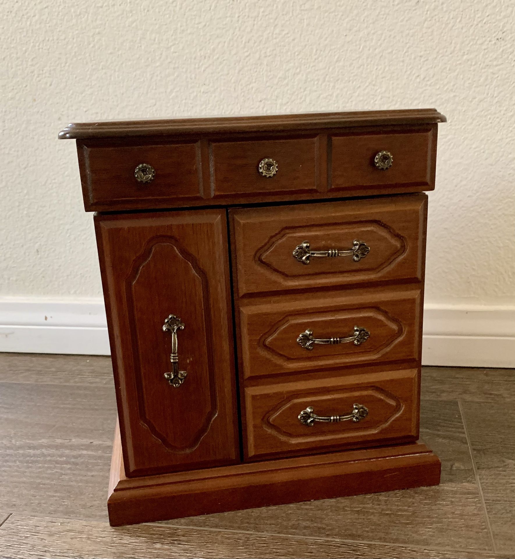 vintage wooden jewelry box armoire