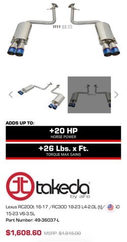 Takeda by aFe Cat-Back Exhaust System Lexus RC