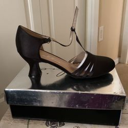 Black Heel Satin Dance Shoe