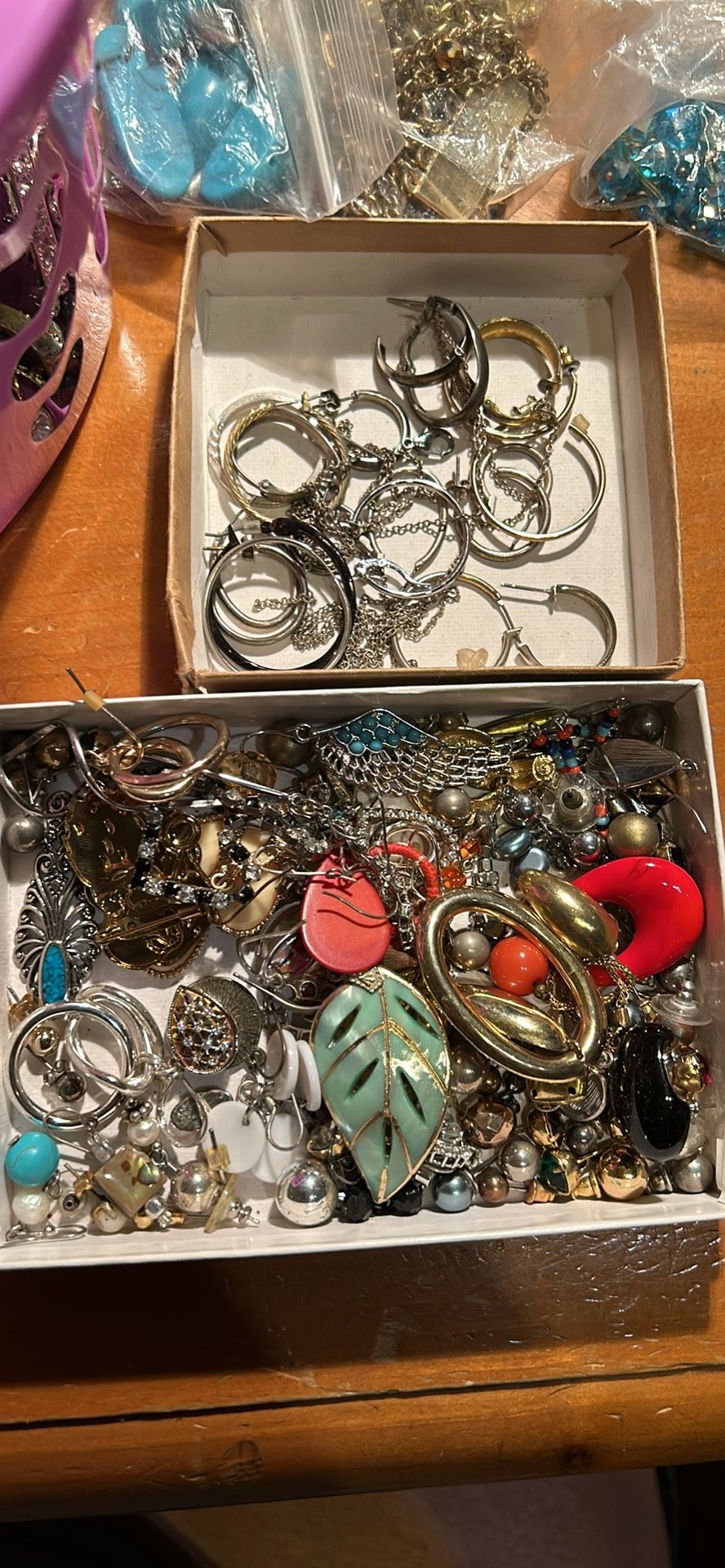 Lot Of Earrings, Necklaces, Bracelets, Beads For Crafts